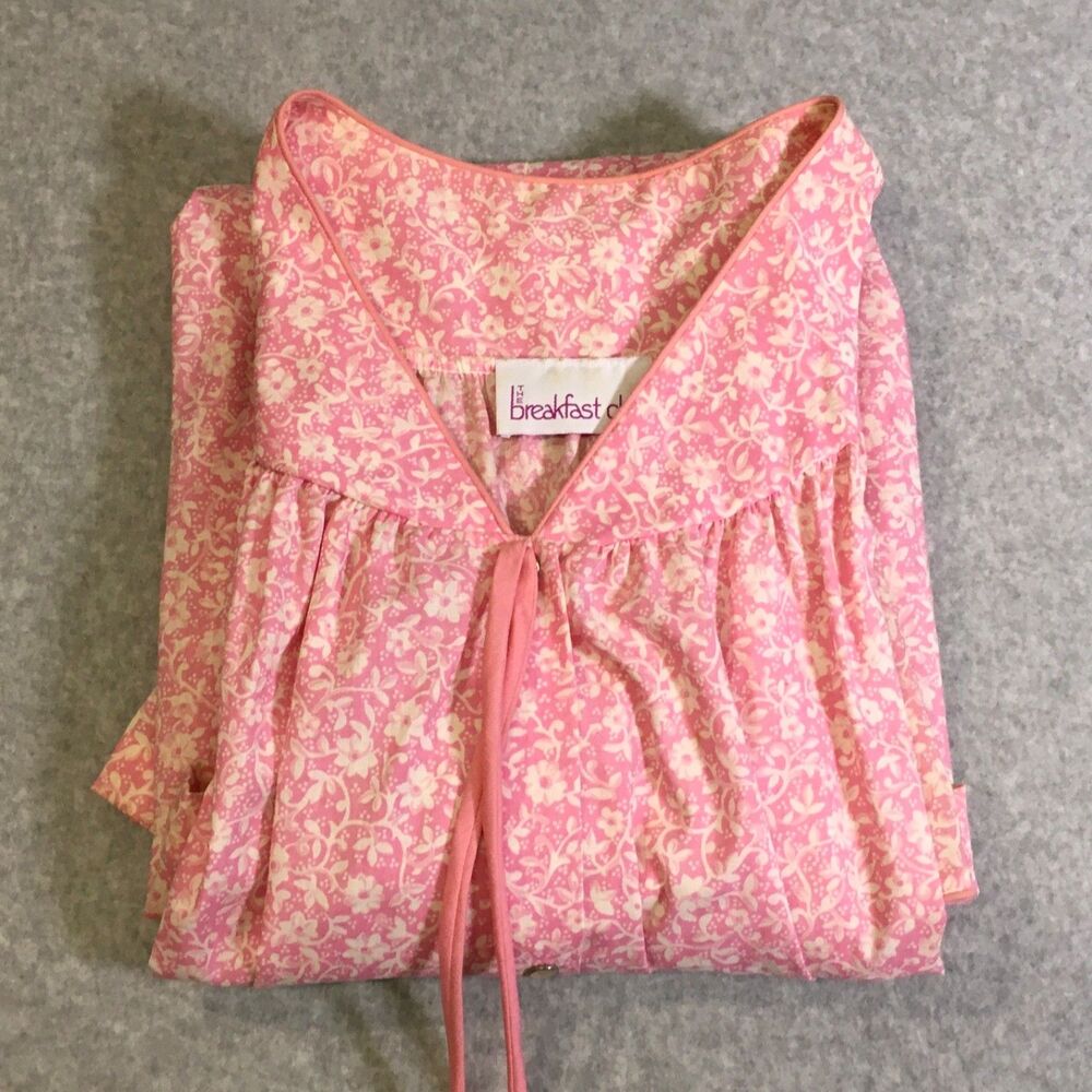 Vintage Lounge House Coat Women’s XL Open Front Front Snap Buttons Pink Floral